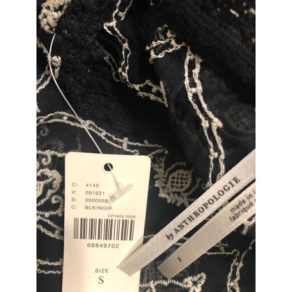 Brand New Anthropologie Sheer Embroidered Mini Lace Black & White Dress Small - Picture 5 of 14